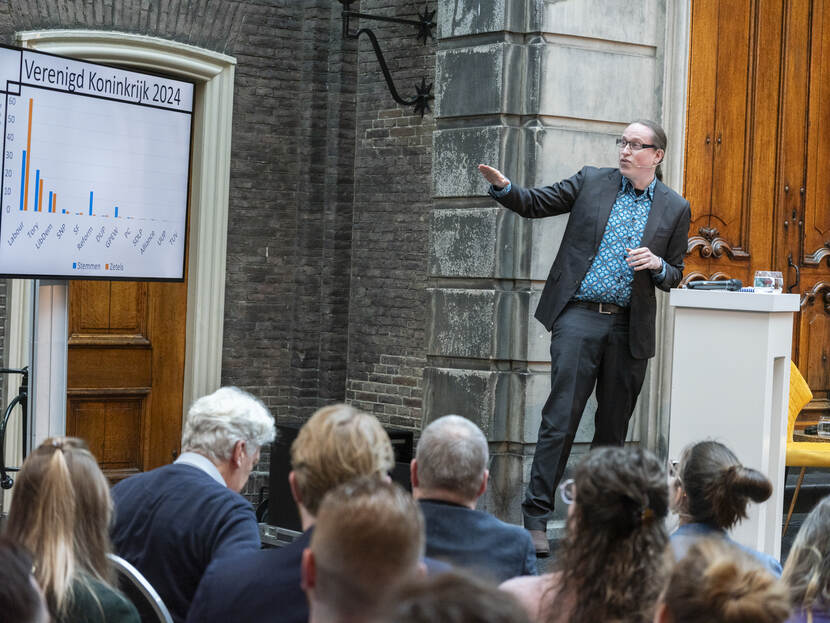 Simon Otjes verzorgt de politicologische inleiding op het onderwerp kiesstelsels